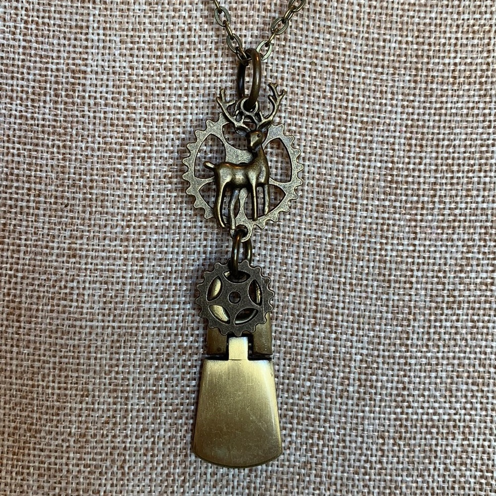 Deer Gears Necklace One of a kind Upcycle Recycle New Handmade